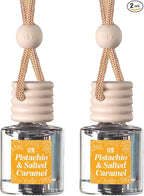 C&E Craft Co Hanging Car Air Freshener Diffuser 2 Pack, Long Lasting Fragrance Oil Car Freshener, Glass Bottle Auto Air Freshener, Made in USA (Pistachio & Salted Caramel)