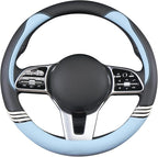 14 inch Cute Steering Wheel Cover for Women Men Faux Leather and Carbon Fiber,Black and Blue