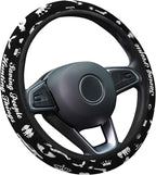 Black Mystic Symbols and Script Steering Wheel Cover, Non-Slip Polyester Wheel Protector, Universal 15 Inch