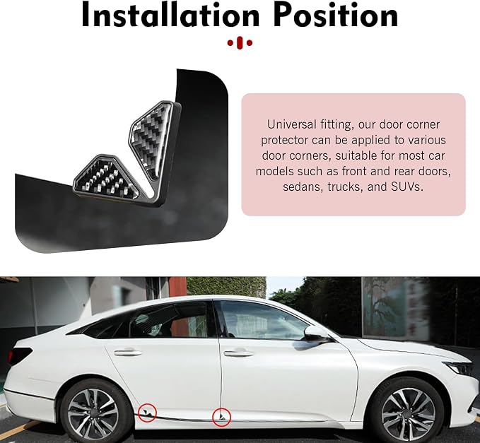 2PCS Car Door Edge Guards, Carbon Fiber Car Door Corner Guards, Anti-Collision Door Corner Protector Trim, Self-Adhesive Auto Corner Protect Sticker, Universal Exterior Decor Accessories