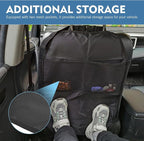 2PCS Kick Mat Back Seat Protector, Seat Back Kick Mat Organizer for Kids with 2 Pocket Storage Organizer, Waterproof Car Backseat Protective Covers for Car, SUV, Minivan or Truck (Black)