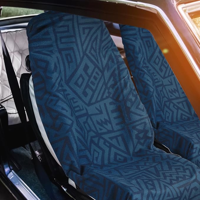2 Pack Car Seat Towel Covers Athletic Running Towel Performance Microfiber Post Workout Sweat Washable Cover Non Slip for Seat Outdoor Sport (Blue Aztec)