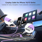 USB C Car Charger for iPhone 17 16 15 Pro Max,40W Dual Port USB-C & USB-A Car Fast Charging Adapter, 2X6FT C to C Cable & A to C Carplay Cable for iPhone 17 16 15 Series/iPhone Air,iPad,Samsung-Purple