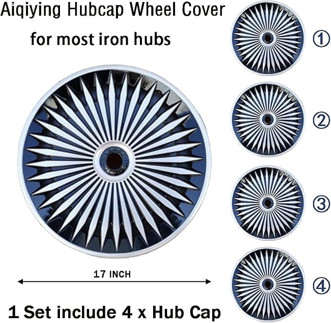 Hubcap Wheel Cover Replacement R17 Hub Caps Universal Wheel Rim Cover ABS Material Exterior Accessories for Car Truck SUV -Set of 4（17-inch，Silver-Black）