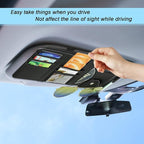 Car Sun Visor Organizer, Leather Pocket Organizer Sunglass Holder for Car Interior Accessories with Multi-Pocket Net Zipper (2 Pack Black)