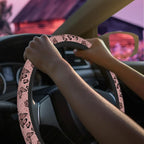Pink Butterfly Leopard Print Steering Wheel Cover for Women Men Neoprene Breathable Wheel Cover Protector Anti-Slip Car Accessories Universal 15 Inch Fit for Cars Trucks Vehicles