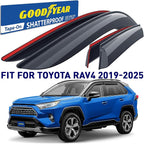 Goodyear Shatterproof Side Window Deflectors for Toyota RAV4 2019-2025, Tape-on Rain Guards, Window Visors for Cars, Vent Deflector, Vent Visor, Car Accessories, 4 pcs. - GY008708