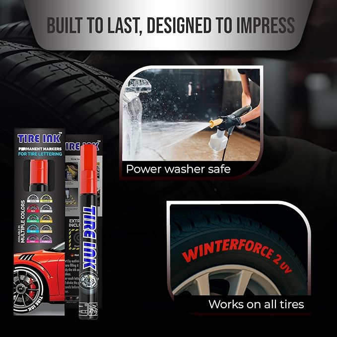 Color Tire Paint Pen - Waterproof Permanent Paint pens for Car Wheels Lettering | Car Wash Safe and Durable | Made in Japan