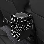 Car Trash Can with Lid Black and White Goth Bats Collapsible Reusable Leak-Proof Auto Garage Bag,Hanging Vehicle Car Accessories Interior Car Organizer