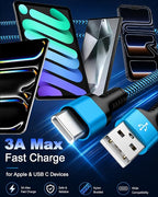 USB to USB C Cable Type C iPhone 17 Charger Cable Braided Car Charger Cord | for Apple 17e Air 17 Pro Max 16e 16 Pro 15 Plus 6ft USBC Fast Charging Power Cord Wire for iPad/Samsung Galaxy/Pixel/PS5/Xbox