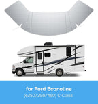 RV Windshield Cover for Ford E450,E350,E250,Econoline,Club Wagon 1997-2026 Motorhome,Thick Oxford Front Window Sunshade Cover, Class C RV Windshield Shade for Ice & Snow,with Mirror Cutouts