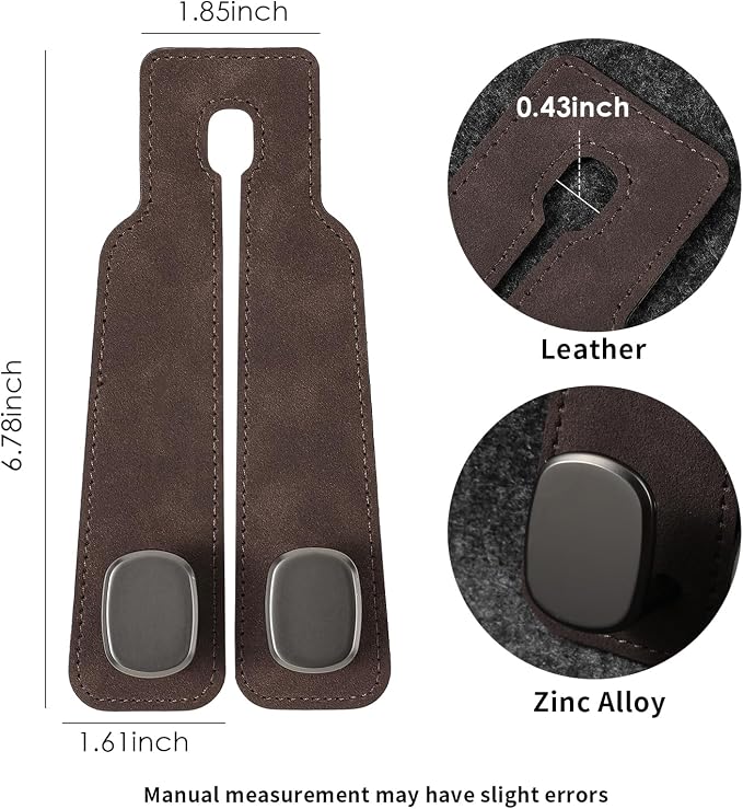 KINIVA Car Seat Headrest Storage Hooks, Set of 2, Suede PU Leather, Double Hooks (Brown)