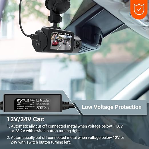 11.5ft USB-C Hardwire Kit (12V–24V to 5V) with Acc Functionality, Low Voltage Protection, Compatible with All USB-C Dashcams