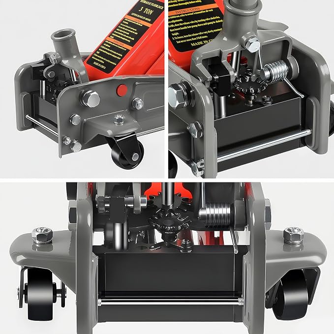 3 Ton Floor Jack, 6600LBS Heavy Duty Hydraulic Jack, Fast Lift with Wheels, Lift Range: 5.31''-18.11'', Steel Material, for Home, Garage and Repair Shops, Red