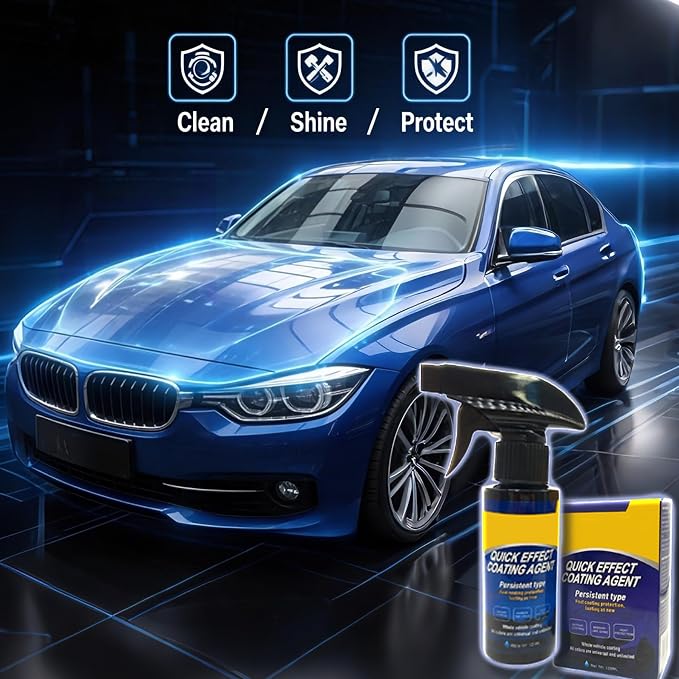 Quick Effect Coating Agent for Car, Quick Effect Coating Agent,Waterless Wash & Polish,Car Coating Spray for Shine & Protection,Quick Acting Paint Protection and Glass Cleaner(1Pack:120ml+Brush+Towel)