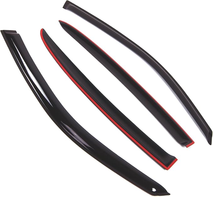WD2-760B Dark Smoke 4 Pcs Set Window Visor (Outside Mount) Deflector Rain Guard Compatible with 2017-2018 Dodge Charger