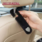 2PCS Cute Heart Car Seat Headrest Hook, Suede Leather Car Seat Back Storage Hanger for Purse and Bag, Universal Vehicle Interior Organizer Accessories for SUV, Truck(Black)
