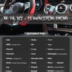 Black and Red Steering Wheel Cover Microfiber Leather Sporty Car Accessories for Men and Women,Breathable Non-Slip Universal Fit 14 1/2-15 Inch