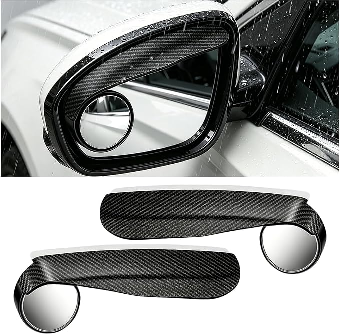 Zpana Car Blind Spot Mirrors with Rain Guard, 2 in 1 360° Adjustable Vehicle Rain Eyebrow Reversing Side Rearview, Automotive Reverse Assist Side Mirror Sunshade, Universal for SUV RV Truck