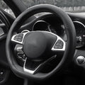 D Shaped Steering Wheel Cover, Flat Bottom Car Wheel Cover 14 1/2-15 inch (37-39 cm), Non-Folding Packaging, Microfiber Leather, Black