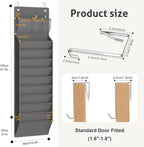 Over the Door File Organizer, Wall Hanging File Folders with 10 Large Pockets for Mails, Magazines, Back to School Supplies, Office Pocket Chart, Paper Organization (Gray)