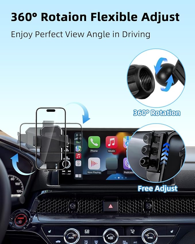 PZK Car Phone Holder for 2020-2026 Toyota Highlander 12.3-inch Screen Only | Auto Lock Car Phone Mount for Highlander Accessories Hybrid Lmited /Platinum Hands free 360° Rotation (Not Fit 8-Inch)