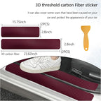 4 PCS Car Door Sill Protector, 3D Carbon Fiber Auto Door Entry Edge Guard Protection Trim, Anti-Scratch Threshold Cover Strips, Sill Protection Sticker for Car SUV Truck (Wine Red)