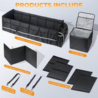 4 in 1 Car Trunk Storage Organizer with Leakproof Cooler Bag, Made of 1680D Oxford and PP board, Multi-Compartment Foldable Trunk Storage Box for Car Truck SUV