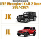 600D Cab Cover Windproof Sunshade Cover Compatible with Jeep Wrangler JK JL 2-Door 2007-2024, 6-Layer Protection Frost Wiper & Mirror Covers Protect from Sunshine, UV, Snow, Rain