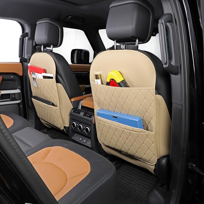 Seat Back Protector,Shields Seat Backs from Kicks and Adds Storage | kick mats back seat protector easy to install and clean, well-crafted, sturdy, durable and stylish.2 Pack