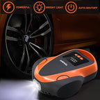 Tire Inflator Portable Air Compressor, Air Pump DC/AC for Car Tires 12V DC and Other Inflatables at Home 110V AC, Digital Electric Tire Pump with Pressure Gauge(Orange)