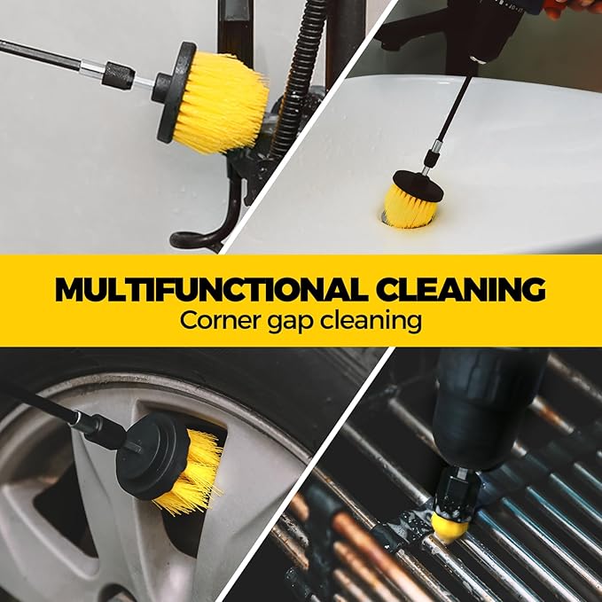 6Pack Drill Brush Power Scrubber Cleaning Brush Extended Long Attachment Set All Purpose Drill Scrub Brushes Kit for Grout, Floor, Tub, Shower, Tile, Bathroom，Scrub Brush Blue
