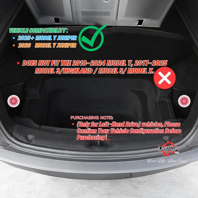 Rear Trunk Storage Bins with Lids for 2026 Tesla Model Y Juniper | Trunk Organizers Add Floor and Cargo Space, TPE Waterproof, Handle Design, Easy to Clean - 2 Pack