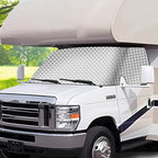RV Windshield Cover Compatible with Ford E450 Class C 1997-2025 RV Front Window 4 Layers Class C Motorhome Cover 27 Foot Temperature Control Sunshade/Snow Cover Upgraded Strong Magnet