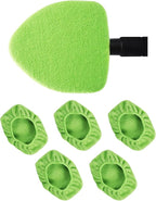 5 Pack Microfiber Pads, Replacement Heads Cover, Windshield Cleaner Tools, Washable & Reusable Triangle Pads, Fit for Window Reach Tool, Handle Not Included (Green)