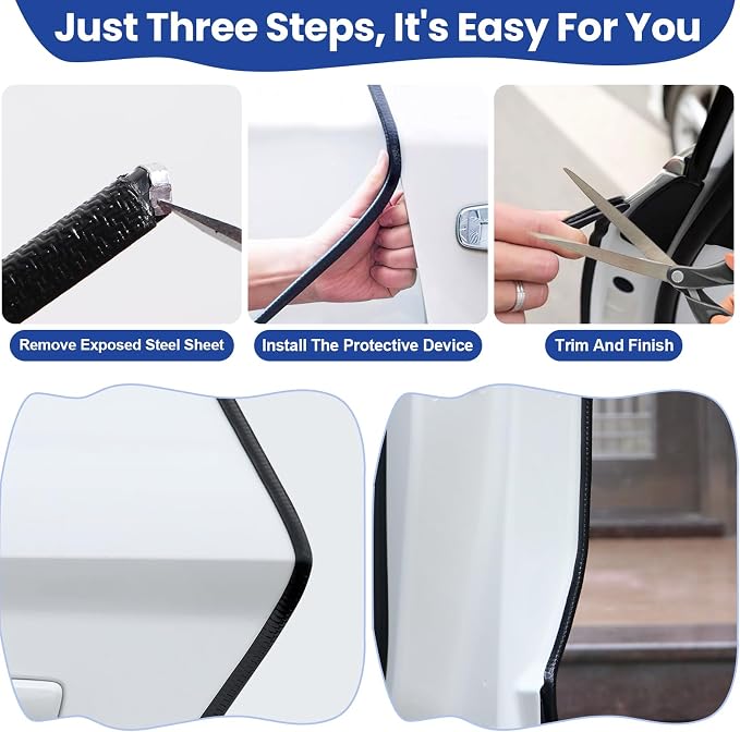 Car Door Edge Guards Strip - Upgraded, Easy Install, Tightly, Fade-Resistant, Universal Fit Most of Cars, Black Automotive Door Protector, Rubber Edge Trim Molding, 16.5Ft
