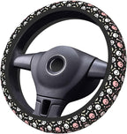 Universal 15 Inch Steering Wheel Cover, Pink & White Skull Pattern Non-Slip Neoprene Auto Car Wrap, Breathable & Durable Interior Protector for Most Vehicles, Cars, SUVs, and Trucks