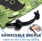 Car Trash Bag Hanging Back of Seat Waterproof Small Cute Printed One-Handed Strap Drawstring Garbage Bags for Car-Black Cat Floral