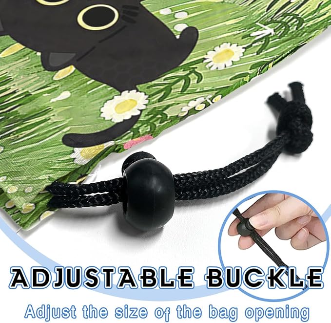 Car Trash Bag Hanging Back of Seat Waterproof Small Cute Printed One-Handed Strap Drawstring Garbage Bags for Car-Black Cat Floral