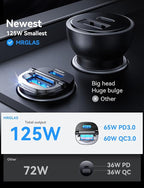 [2-Pack] 125W USB C Car Charger, Mini Metal USB C Car Adapter Fast Charging PD65W & QC60W Dual Port Type C Cigarette Lighter USB Charger for iPhone 17 16 15 14 Pro Max Air iPad Samsung MacBook
