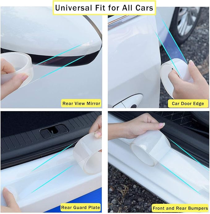 Car Door Entry Guards Scratch Cover Protector Paint Threshold Guard,Door sill Protector,Front Rear Door Entry Sill Guard Scuff Plate for Most Cars,2in9.8ft(5cm*3m) Transparent
