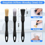 Car Interior Cleaning Kit - Windshield Cleaner Tool, 3 Graded Boar Brushes, Double Head AC Vent Shutter Brush, Towels, Duster, Car Interior Detailing Kit for RVs, Truck, Trailer