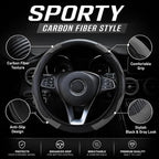 Car Steering Wheel Cover 15 inch, Microfiber PU Leather Elastic Steering Wheel Protector, Anti-Slip Breathable Car Interior Accessories for Most Cars (Grey)
