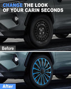 Hubcap Wheel Covers Hub Caps 15 Inch Set of 4 Black & Blue Universal Wheel Rim Cover R15 Stylish Car Decor Wheel Covers for Toyota Camry Nissan Mazda (TT Black & Blue, 15 inch)