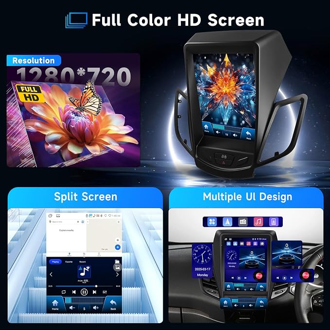 [4G+64G] Car Radio for Ford Fiesta 2009-2016 with Wireless Carplay Android Auto Radio, Android 9.7 inch Touch Screen with GPS, Mirror Link, Bluetooth, WiFi, DSP, FM/RDS Radio
