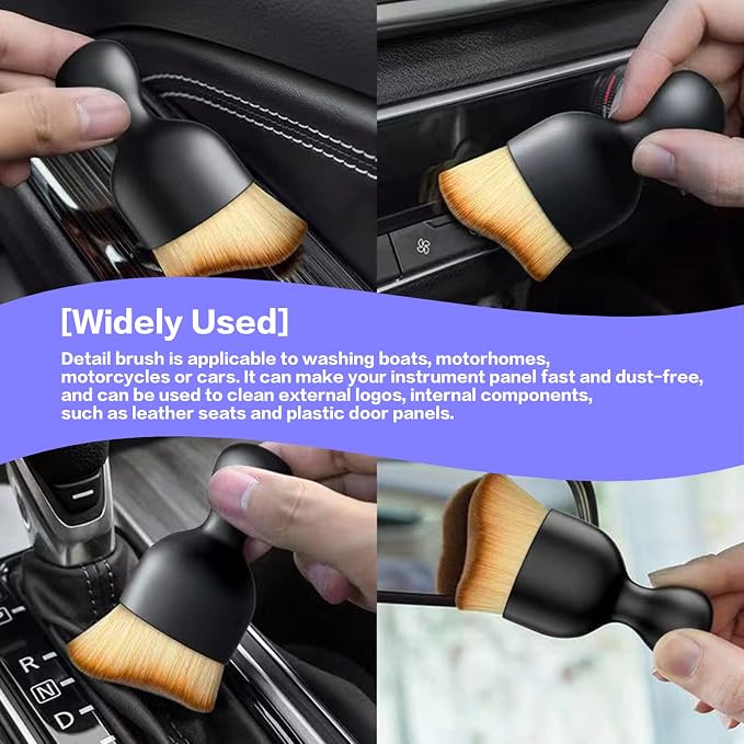 Car Interior Detailing Brush,Soft Bristle Cleaning Brush Car Detailing Brush Dusting Brush,Car Interior Cleaning Tool,Auto Detail Brush Car Dash Duster Brush (Black&Purple)
