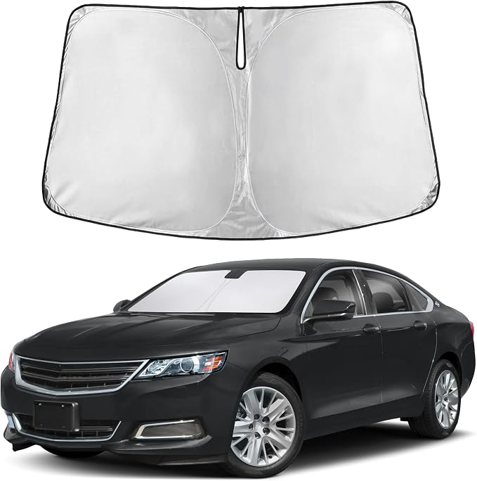 Windshield Sunshade Compatible for Chevrolet Impala 2014-2018 2019 2020, Sun Visor for Front Windshield & Window Sun Shade Cover, UV Heat Blocker & Protector, Car Accessories