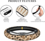 Car Steering Wheel Cover with Anti-Slip Lining, Universal 15 inch Wheel Cover, Fashion Car Interior Accessories for Women Men - Brown Heart Leopard Cheetah