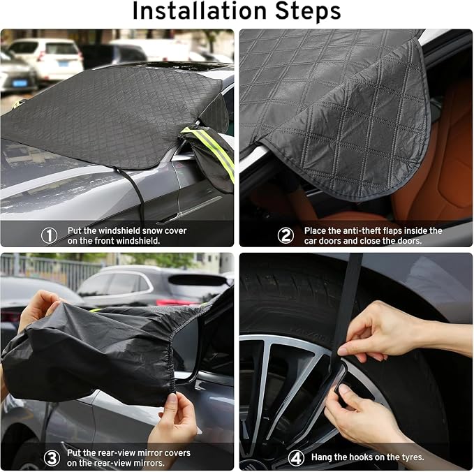 Car Windshield Cover for Ice and Snow Compatible with Toyota 4runner Tacoma Mazda CX30 CX5 CX50 Hyundai Tucson Kia Sportage Pickup Trucks Anti-Snow Cover Frost Shield with Side Mirror Covers