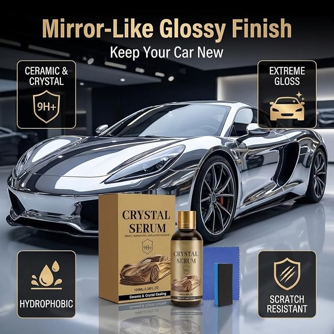 PTZ Crystal Serum – Advanced Graphene Ceramic Coating for Cars, 9H Graphene Coating for Auto Car Detailing, Coat Restore for Paint, Glass & Wheel(100ML)